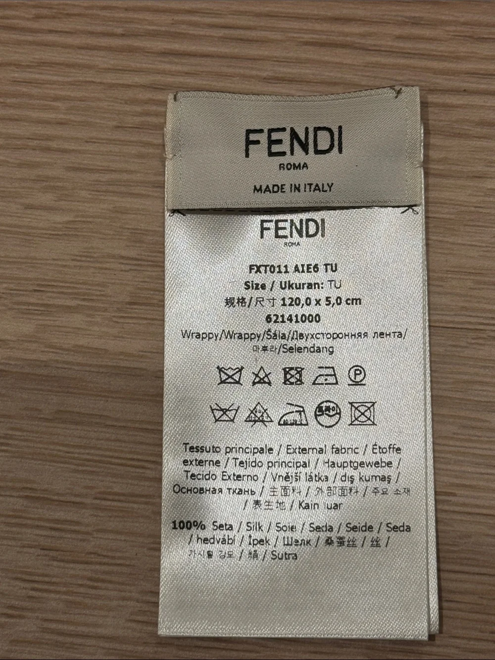Fendi Brown FF Logo Silk Scarf with Floral & Red Accents